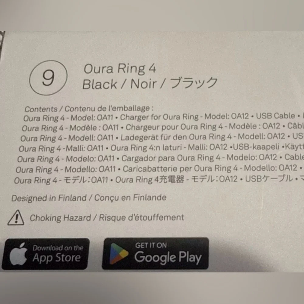 Oura Ring Gen 4 size 9 Black